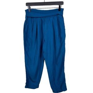 ❗️Anthropologie Hei Hei Pants Cropped Wide Leg Blue Stripe Small Linen Blend